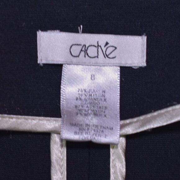 Vintage Cache Black Open Front Blazer Women’s 8 Ruffled Dressy Suit Jacket - Picture 8 of 14